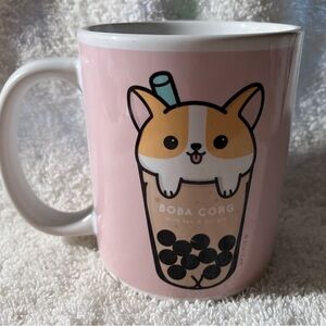 Adorable Pink Corgi Boba Mug